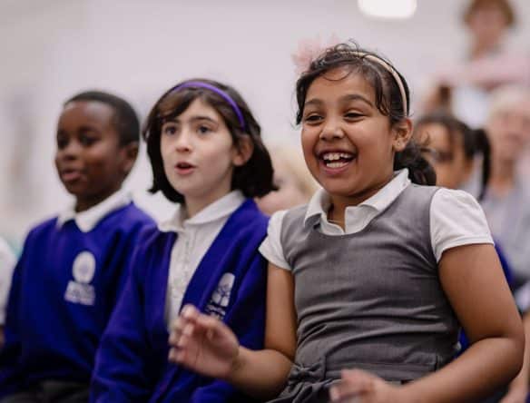 Girls enjoying a show at Cambridge Science Centre