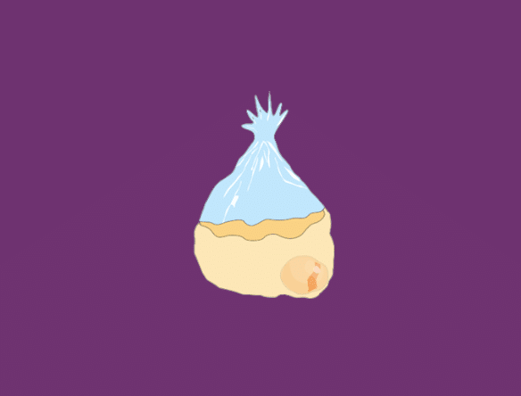 Illustration of custard in a bag