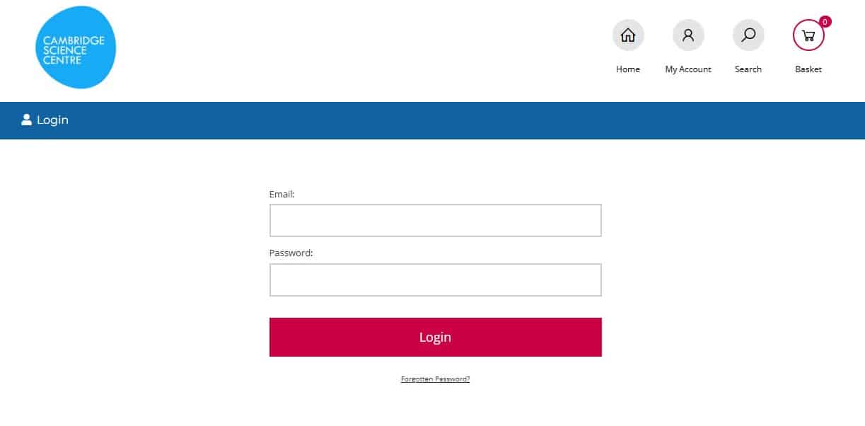 Picture of the Account Login Page