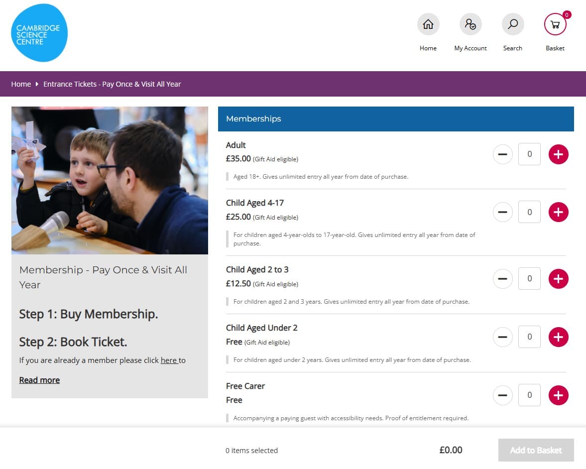 Membership Selection screen